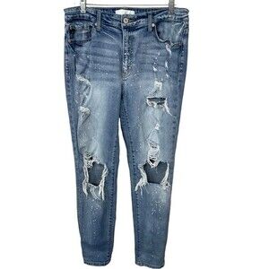 🥑5/$25 KanCan bleach splatter boyfriend jeans sz 28